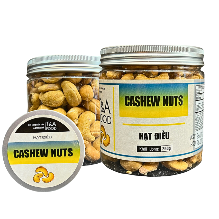 15. Hạt Điều Rang Muối - Đã Bóc Lụa (Vàng) Size Cồ 380 Hạt/ 1 kg hộp nắp nhôm 250Gr
