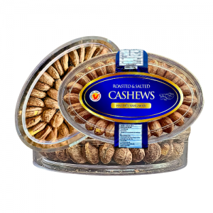 Hạt Điều Rang Muối - Điều Lụa Size Cồ 380 Hạt/1KG Hộp Meca Xếp Hoa 2 lớp 350g Tem Xanh Dương