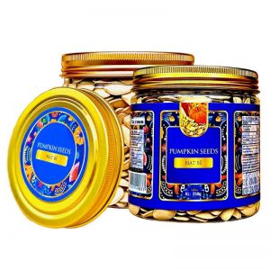 Hạt Bí ( còn vỏ , rang muối ) hộp nắp nhôm 250Gr xanh