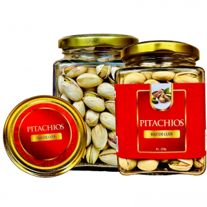 Hạt Dẻ Cười Khối Lượng Tịnh 200g – Hủ thủy tinh vuông 380ml tem Đỏ