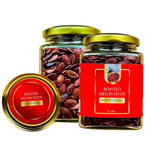Hạt Dưa Rang Củi Khối Lượng Tịnh 200g – Hủ thủy tinh vuông 380ml tem Đỏ