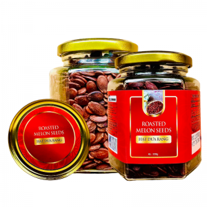 Hạt Dưa Rang Củi Khối Lượng Tịnh 200g – Hủ thủy tinh lục giác 380ml tem Đỏ