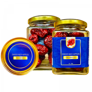 Táo Đỏ Size Đại Khối Lượng Tịnh 150g – Hủ thủy tinh vuông 380ml tem Xanh