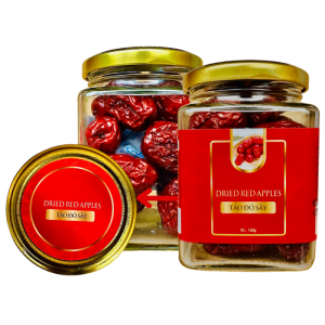 Táo Đỏ Size Đại Khối Lượng Tịnh 150g – Hủ thủy tinh vuông 380ml tem Đỏ