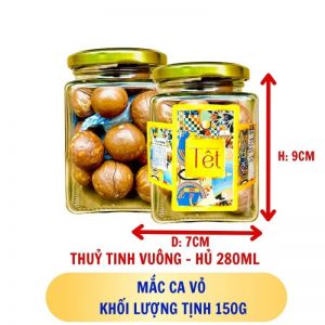 MẮC CA VỎ - hủ tịnh 150g thuỷ tinh vuông - hủ 280ML