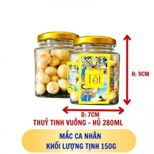 MẮC CA NHÂN - hủ tịnh 150g thuỷ tinh VUÔNG - hủ 280ML