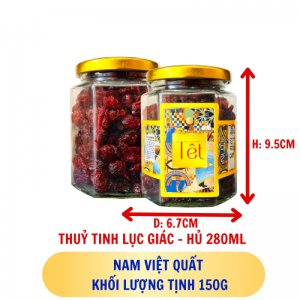 HẠT DƯA - hủ tịnh 150g thuỷ tinh lục giác - hủ 280ML