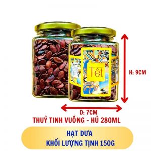 HẠT DƯA - hủ tịnh 150g thuỷ tinh vuông - hủ 280ML