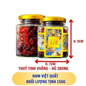 NAM VIỆT QUẤT - hủ tịnh 150g thuỷ tinh vuông - hủ 280ML