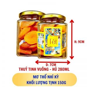 MƠ THỔ NHĨ KỲ - hủ tịnh 150g thuỷ tinh vuông - hủ 280ML