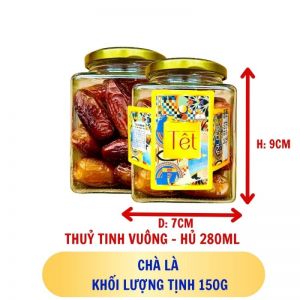 CHÀ LÀ - hủ tịnh 150g thuỷ tinh vuông - hủ 280ML