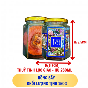 Hồng sấy - hủ tịnh 150g thuỷ tinh lục giác - hủ 280ML