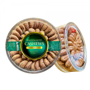 Hạt Điều Rang Muối - Điều Lụa Size Cồ 380 Hạt/1KG Hộp Meca Xếp Hoa 2 lớp 500g 500g Tem Xanh Lục