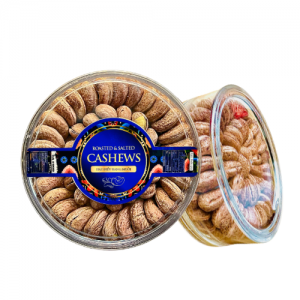 Hạt Điều Rang Muối - Điều Lụa Size Cồ 380 Hạt/1KG Hộp Meca Xếp Hoa 2 lớp 500g Tem Xanh Dương