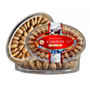 Hạt Điều Rang Muối - Điều Lụa Size Cồ 380 Hạt/1KG Hộp Meca Xếp Hoa 2 lớp 350g Tem Đỏ