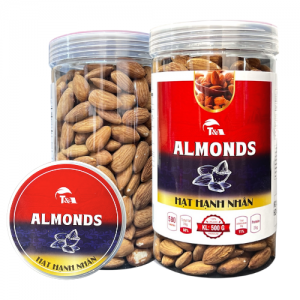 Hạnh Nhân Ruột - Mỹ ( không vỏ ) Sấy Nguyên Vị hộp nắp nhôm 500Gr