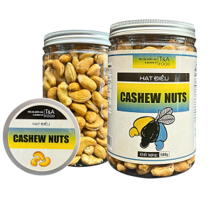 13. Hạt Điều Rang Muối - Đã Bóc Lụa (Vàng) Size Cồ 380 Hạt/ 1 kg hộp nắp nhôm 500Gr