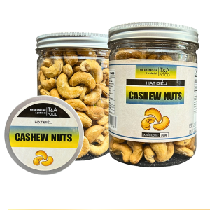 14. Hạt Điều Rang Muối - Đã Bóc Lụa (Vàng) Size Cồ 380 Hạt/ 1 kg hộp nắp nhôm 300Gr