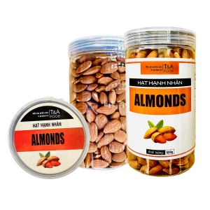 Hạnh Nhân Ruột - Mỹ ( không vỏ ) Sấy Nguyên Vị hộp nắp vặn 500Gr