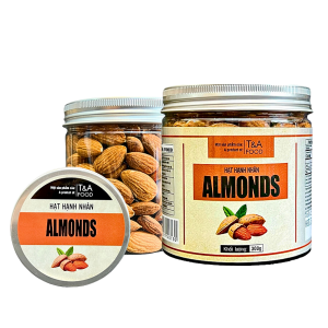 Hạnh Nhân Ruột - Mỹ ( không vỏ ) Sấy Nguyên Vị hộp nắp nhôm 300Gr