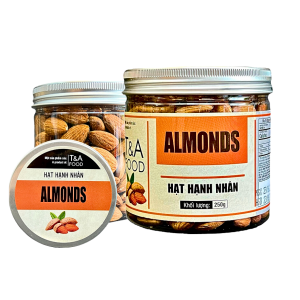 Hạnh Nhân Ruột - Mỹ ( không vỏ ) Sấy Nguyên Vị hộp nắp nhôm 250Gr